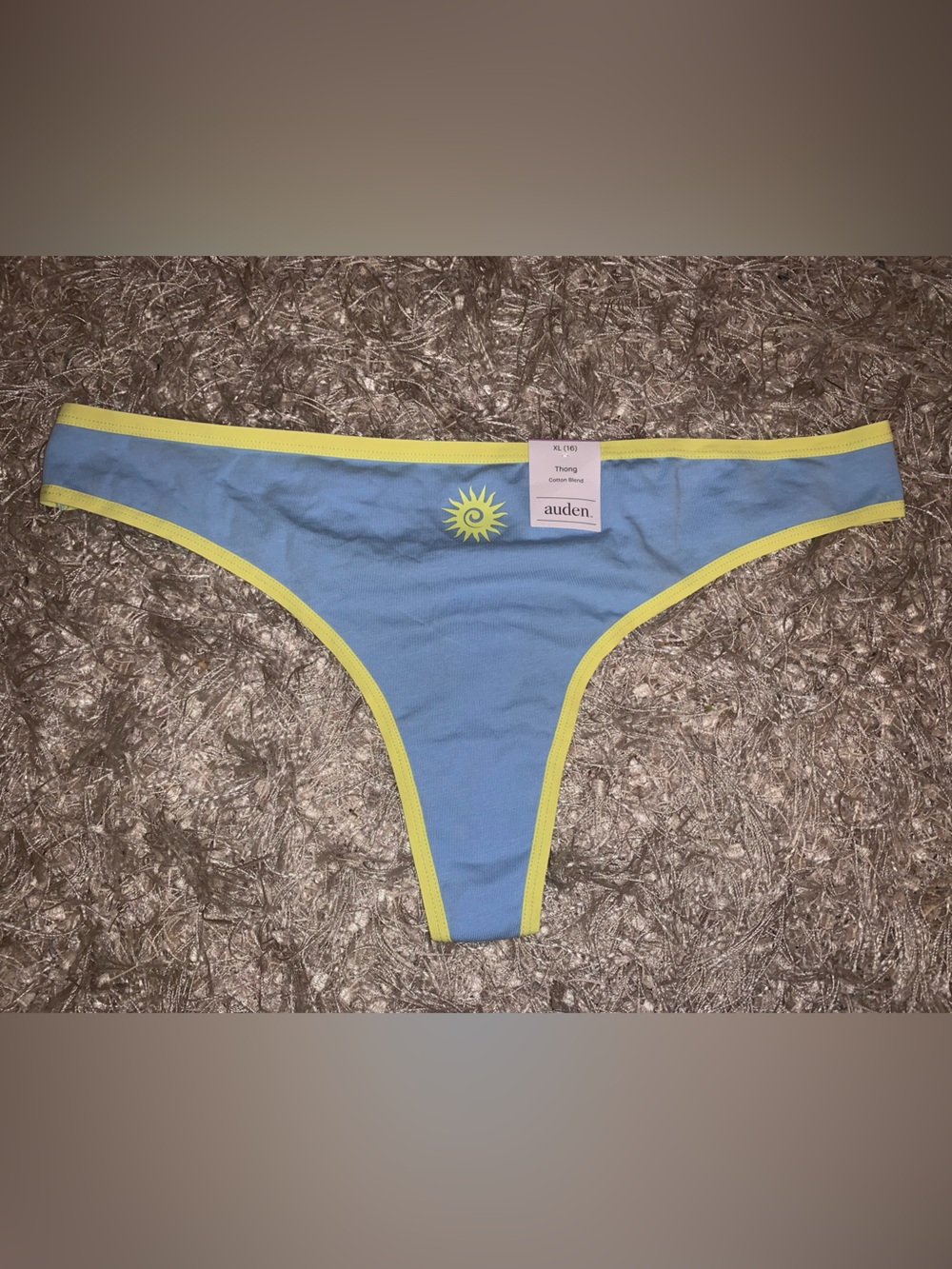 Auden Blue and Yellow Sun Thong Panty XL NWT